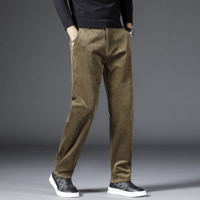 Slim Straight Corduroy Casual Trousers - Smart Everyday Fit