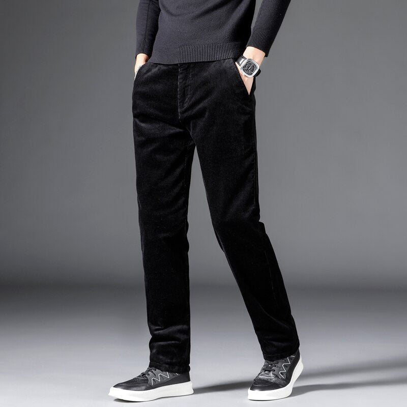 Slim Straight Corduroy Casual Trousers - Smart Everyday Fit