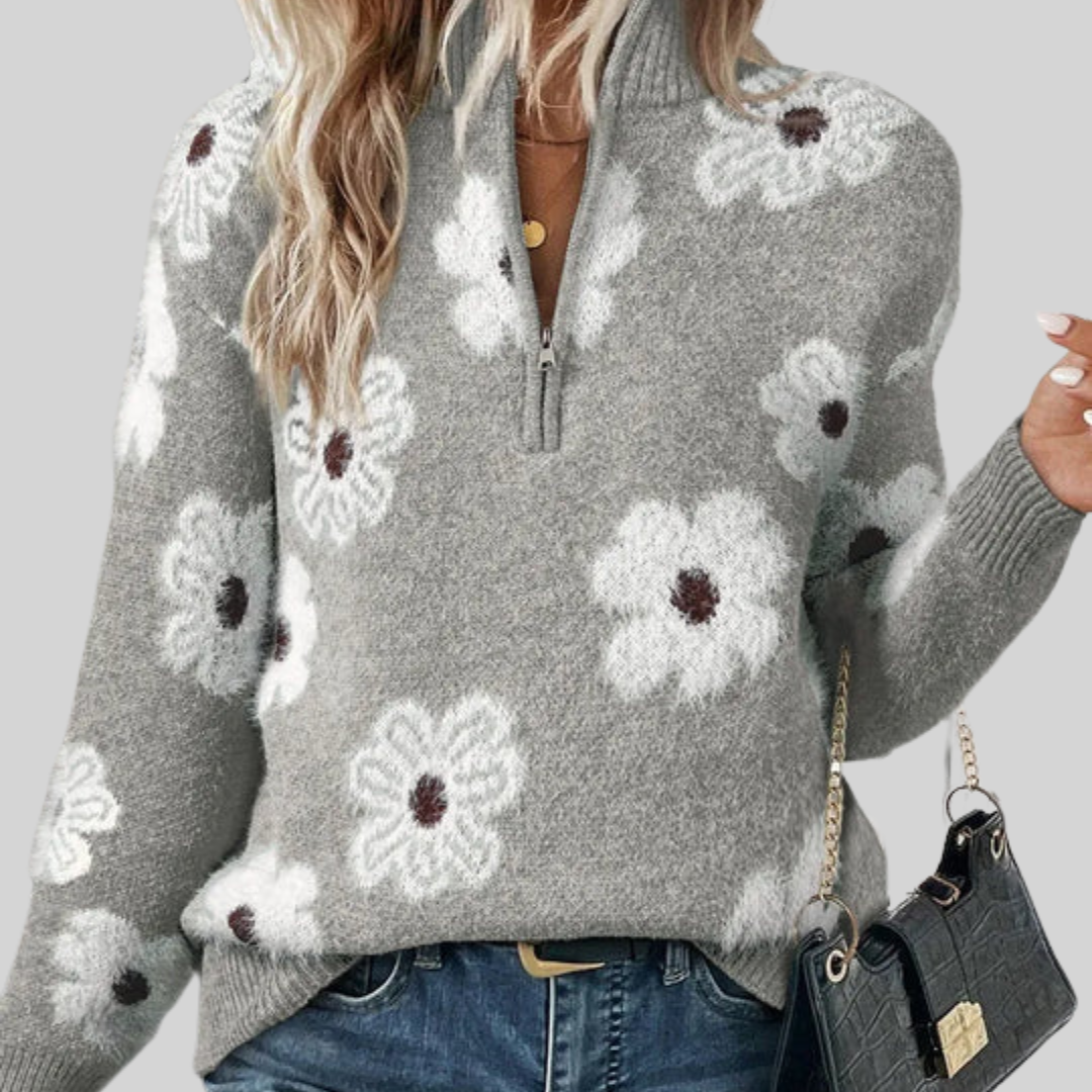 Bloom | Women's Half-Zip Floral Print Sweater