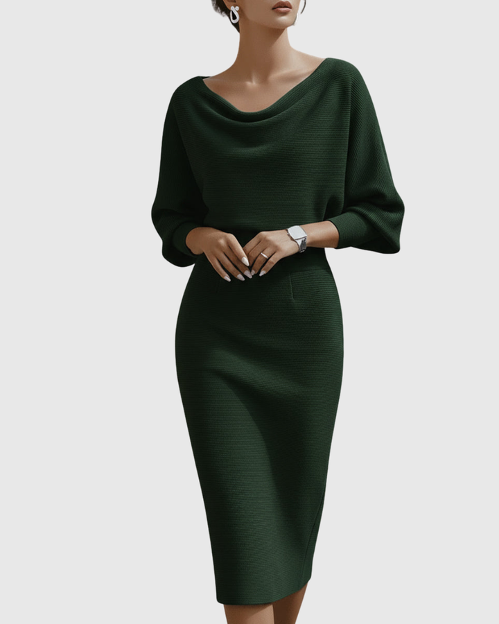 Elegant Knit Midi Cocktail Dress