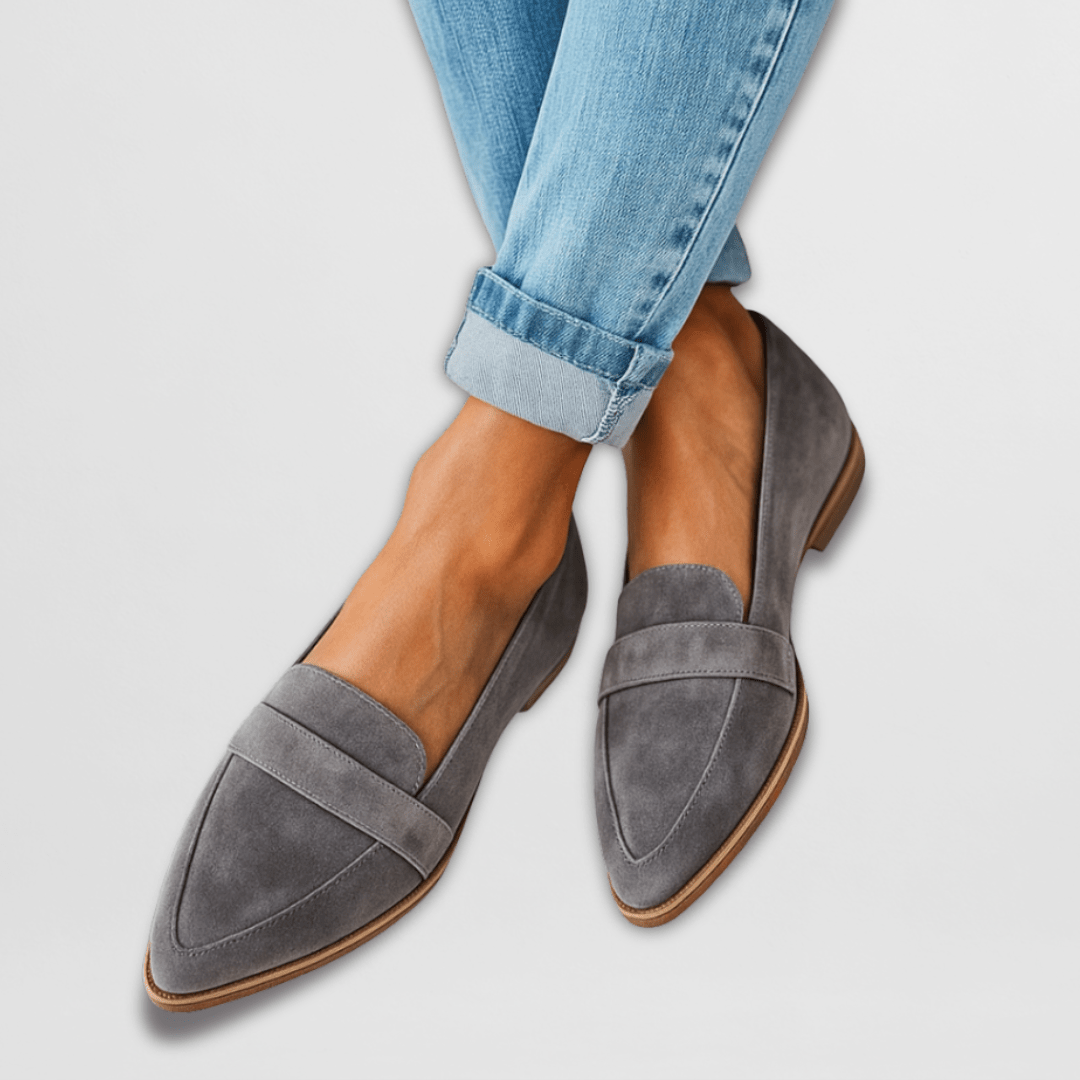 Suede Penny Strap Pointed Toe Loafers Women