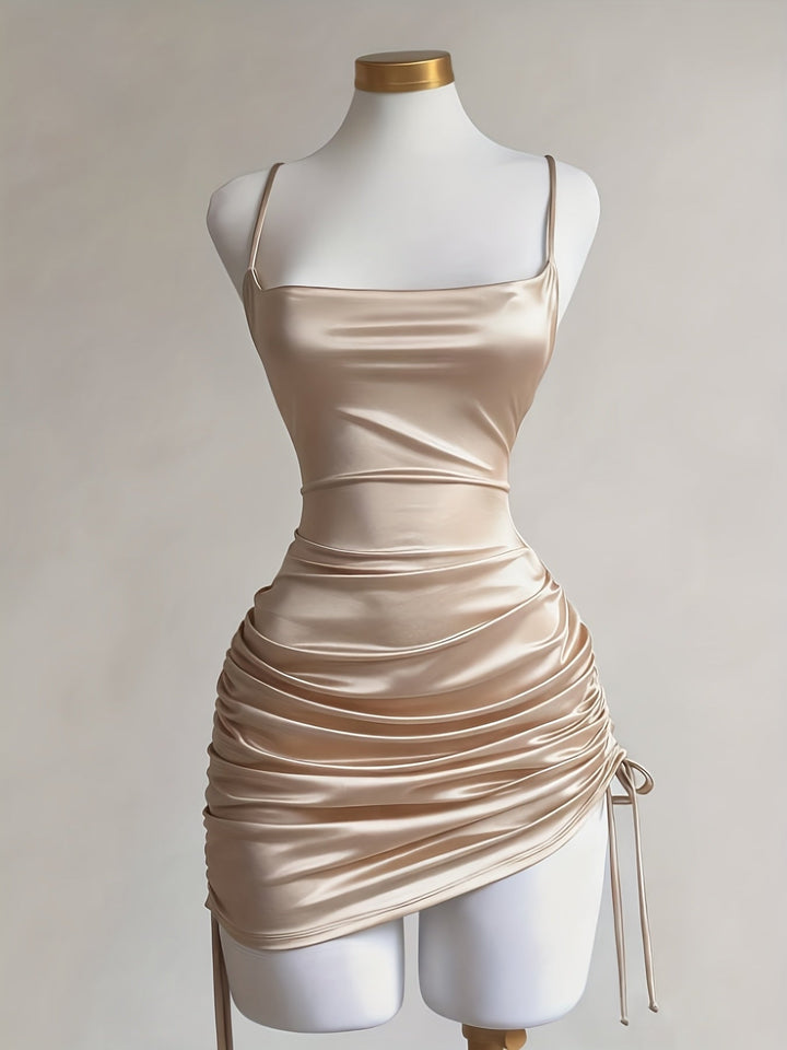 Ruched Drawstring Homecoming Mini Dress