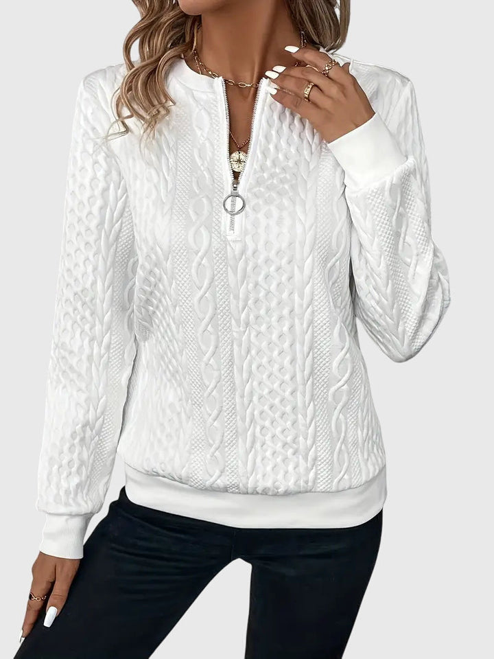 Seraphina | Women's Textured Cable Quarter-Zip Sweater