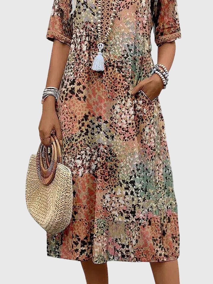 Women's Boho Floral Midi Dress Casual Summer