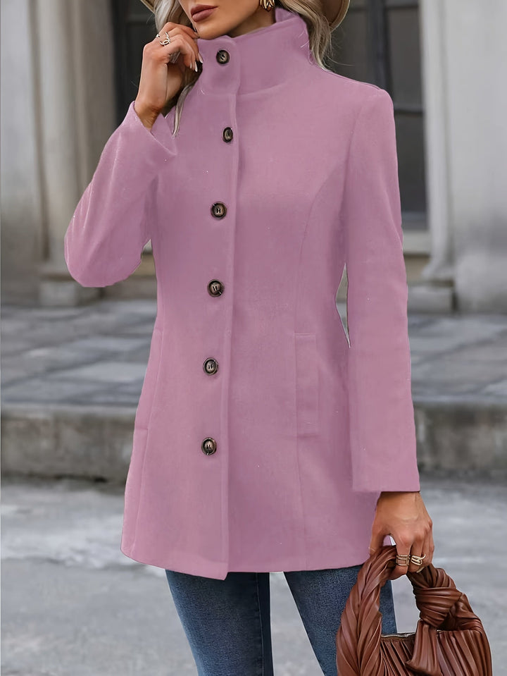 Elspeth | Women's Long Tailored Jacket with Cinched Waist and Button Front