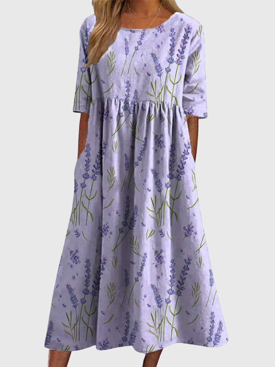 Floral Cotton Casual Summer Midi Dress