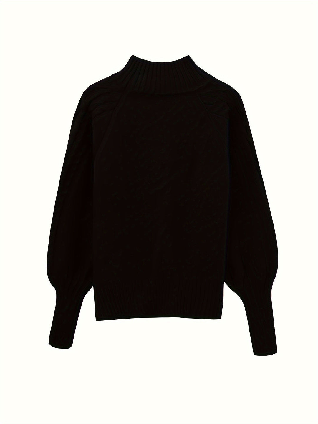 Isolde | Women's Puff Sleeve Mock Neck Cable Knit Sweater