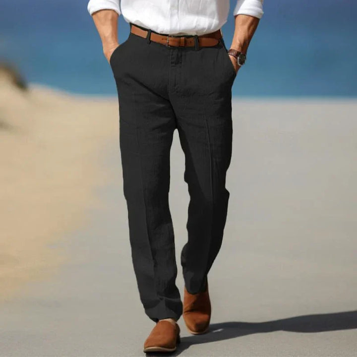 Straight Leg Linen Mens Formal Trousers - Smart Casual Summer