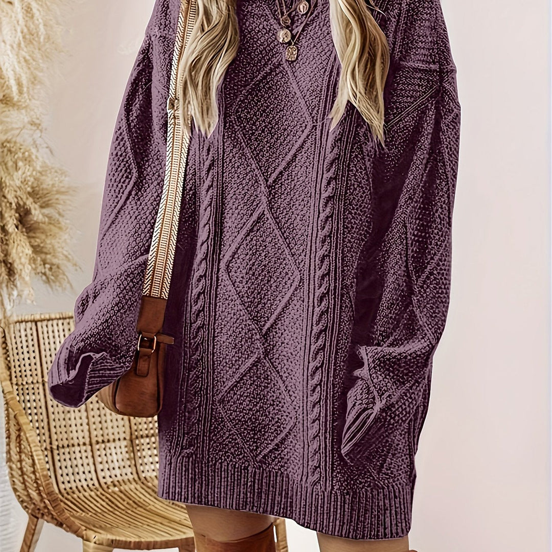 Melisande | Women's Diamond Cable Knit Sweater Dress with Oversized Fit