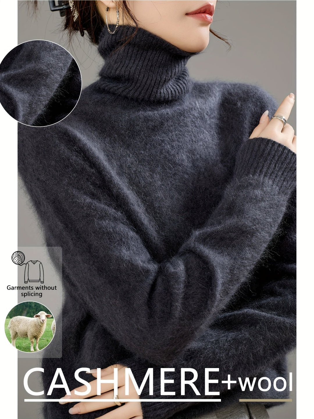 Wren | Women's Cashmere Wool Turtleneck Sweater