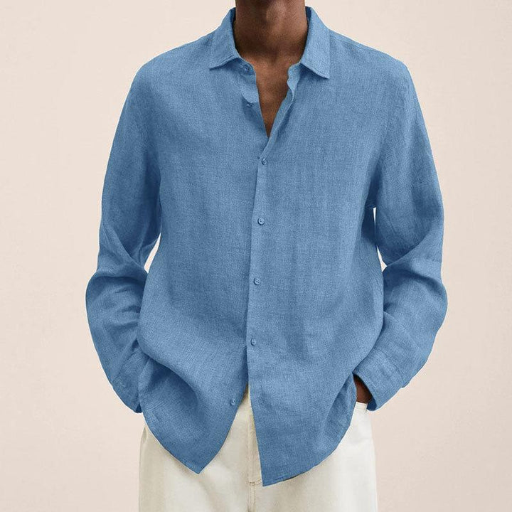 Oversized Long Sleeve Relaxed Fit Linen Shirt Men