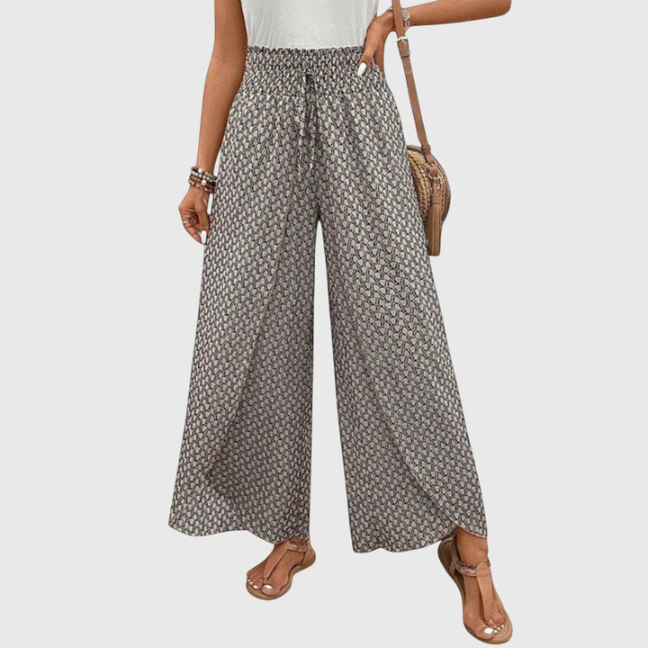 Printed Smocked Waist Wide Leg Palazzo Pants Women - Casual