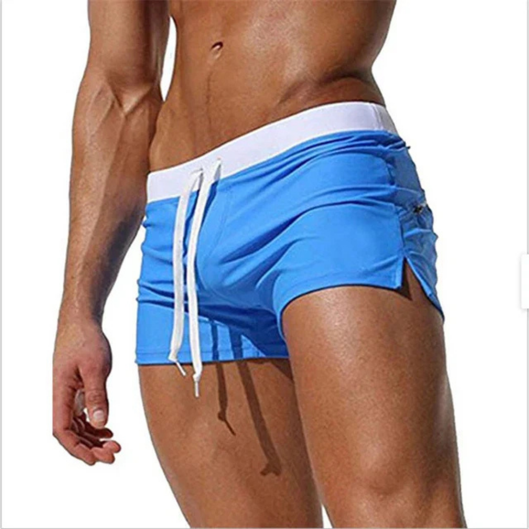 Drawstring Low Rise Fitted Swim Trunk