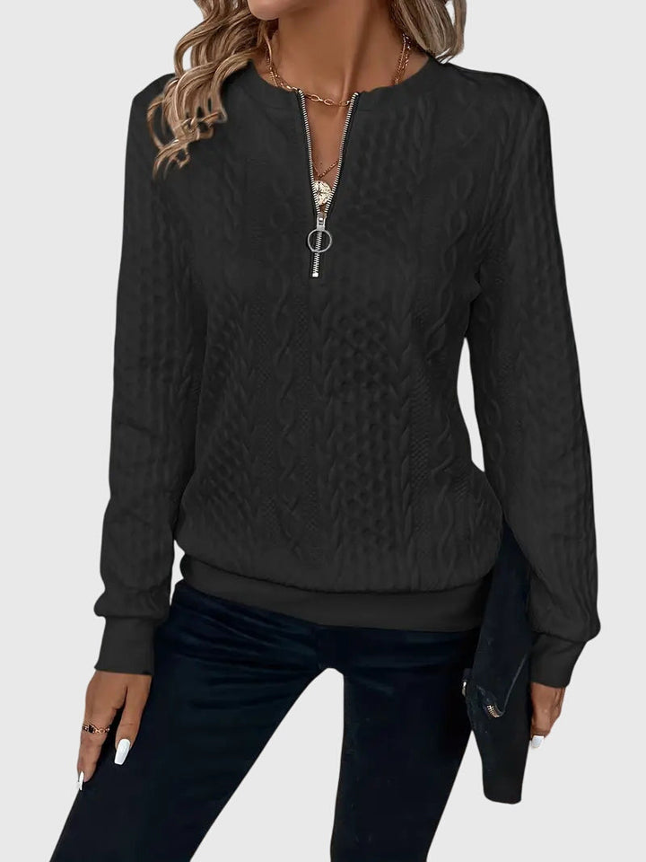 Seraphina | Women's Textured Cable Quarter-Zip Sweater