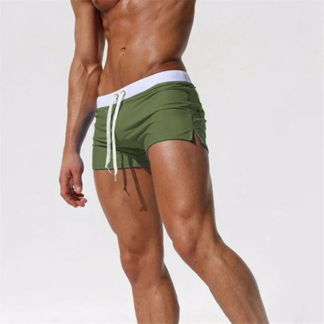 Drawstring Low Rise Fitted Swim Trunk