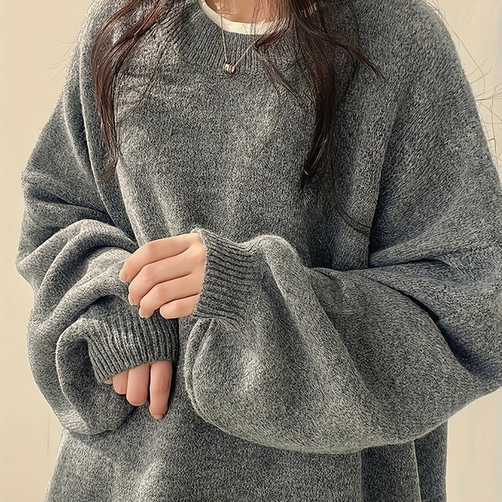 Josephine | Women's Balloon Sleeve Sweater with Relaxed Crew Neckline