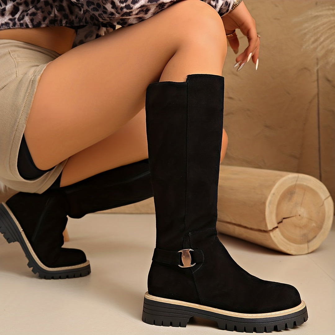 Odessa | Women's Knee High Buckle Platform Boots