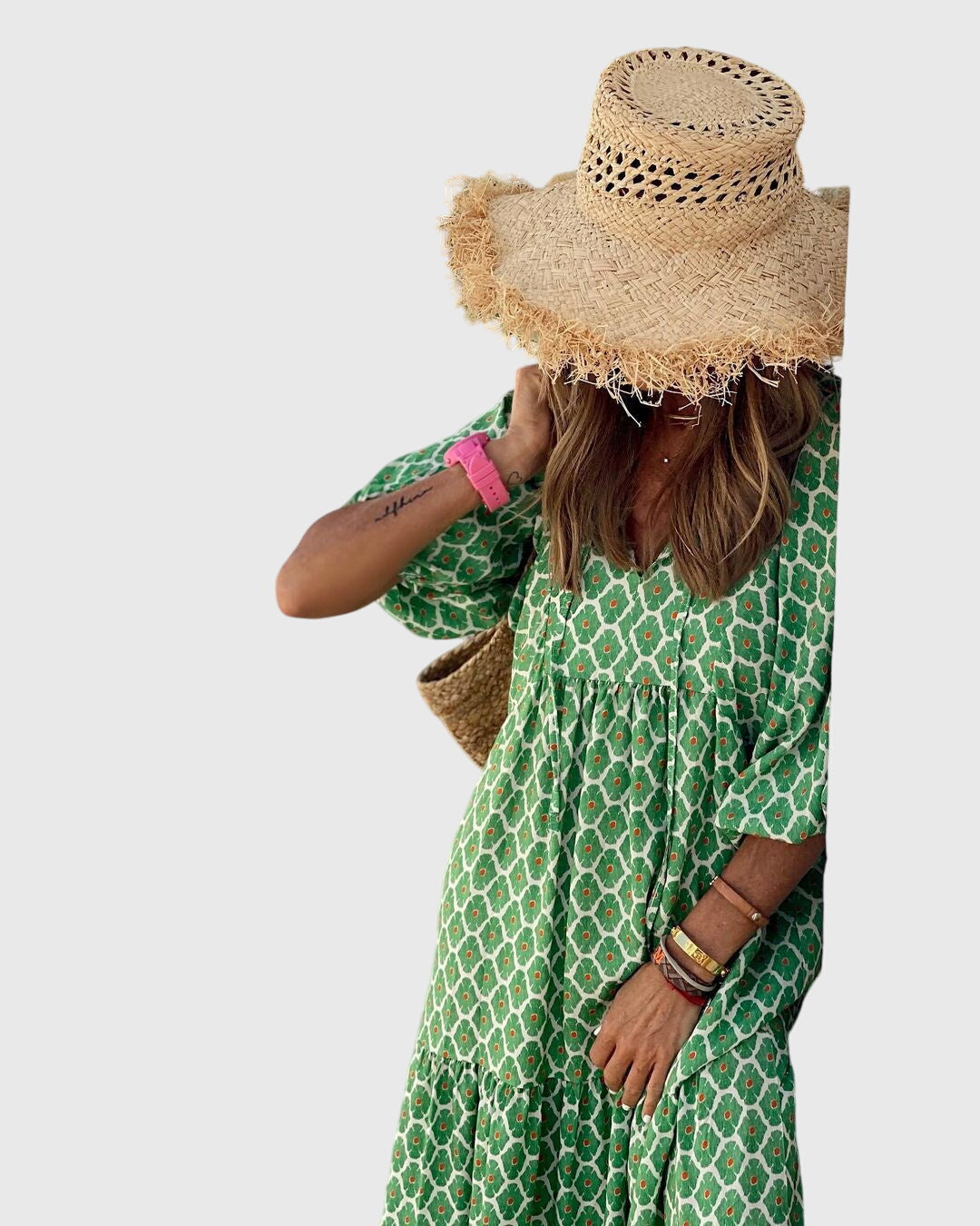 Long Sleeve Floral Maxi Dress Loose Fit