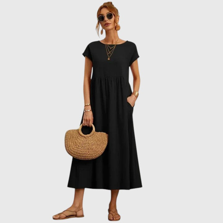 Casual Cotton Linen A Line Summer Maxi Dress