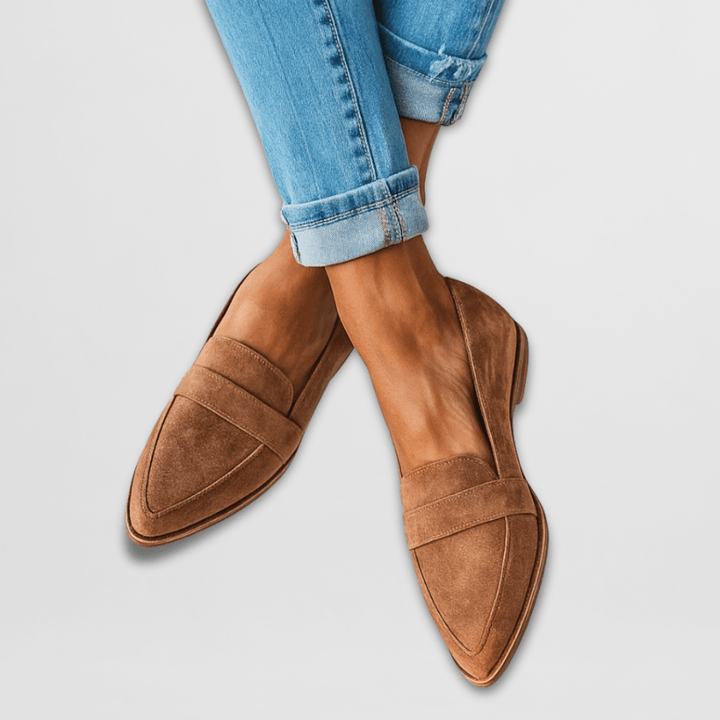 Suede Penny Strap Pointed Toe Loafers Women