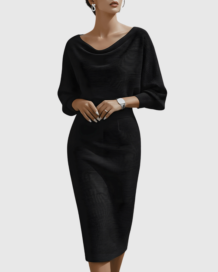 Elegant Knit Midi Cocktail Dress