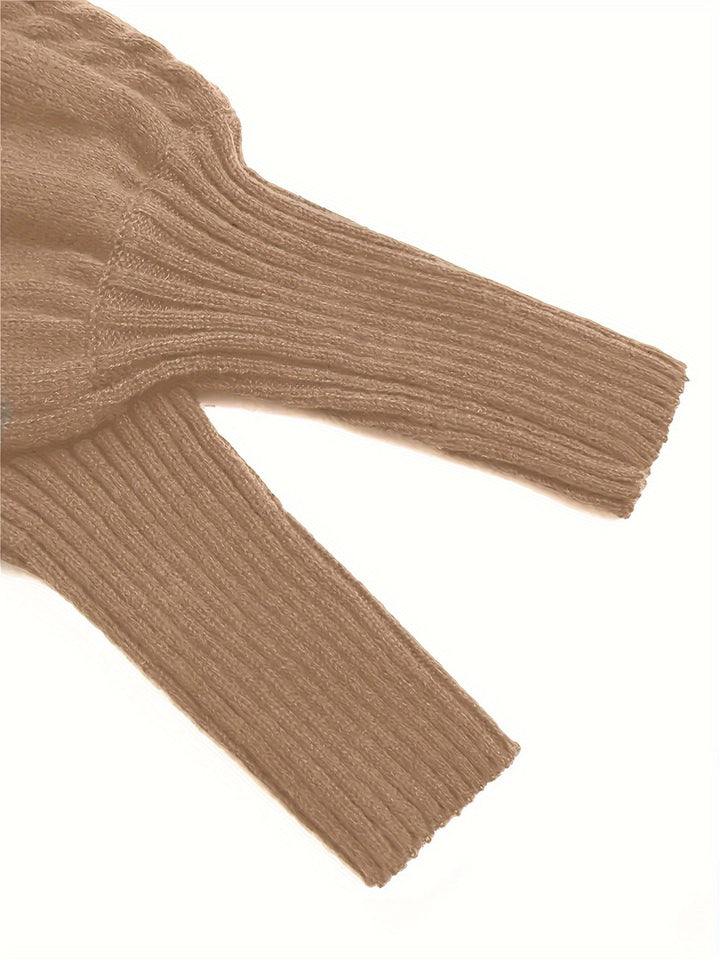 Isolde | Women's Puff Sleeve Mock Neck Cable Knit Sweater