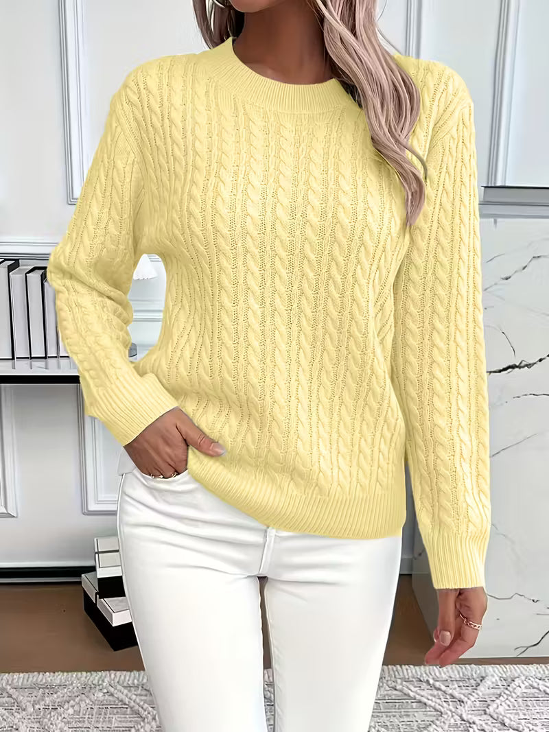 Josephine | Women's Chunky Cable Knit Round Neck Sweater