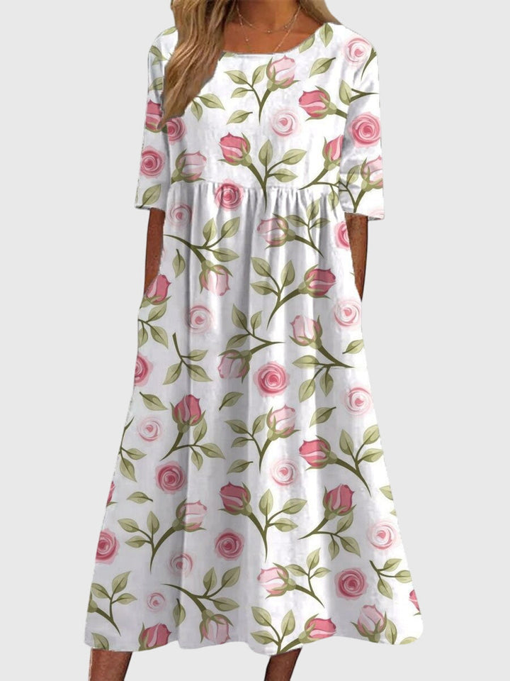 Floral Cotton Casual Summer Midi Dress