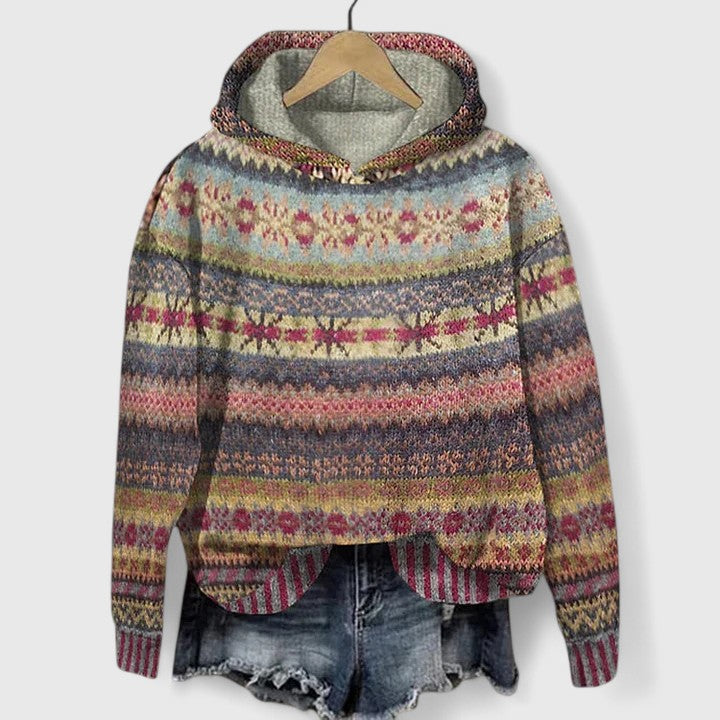 Tamsin | Women's Fair Isle Print Hooded Knit Sweater