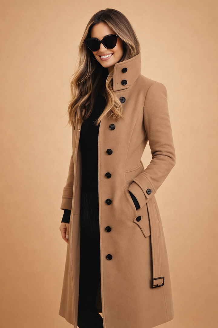 Vivienne | Women's Long Double-Breasted Stand Collar Maxi Coat