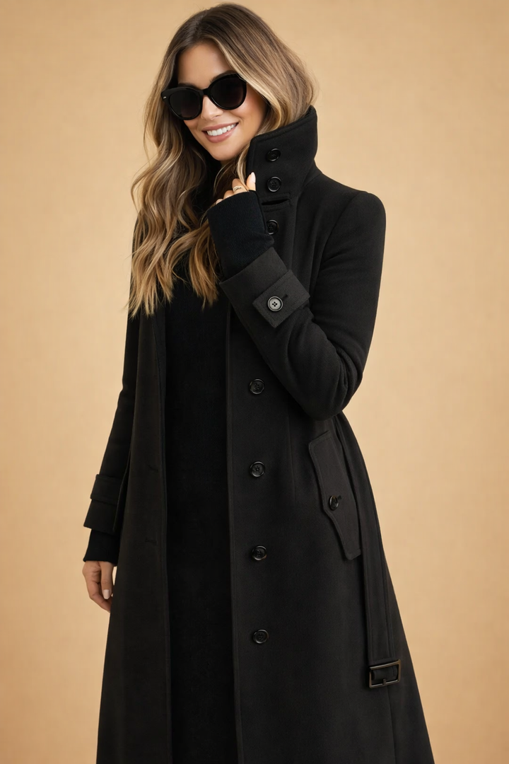 Vivienne | Women's Long Double-Breasted Stand Collar Maxi Coat