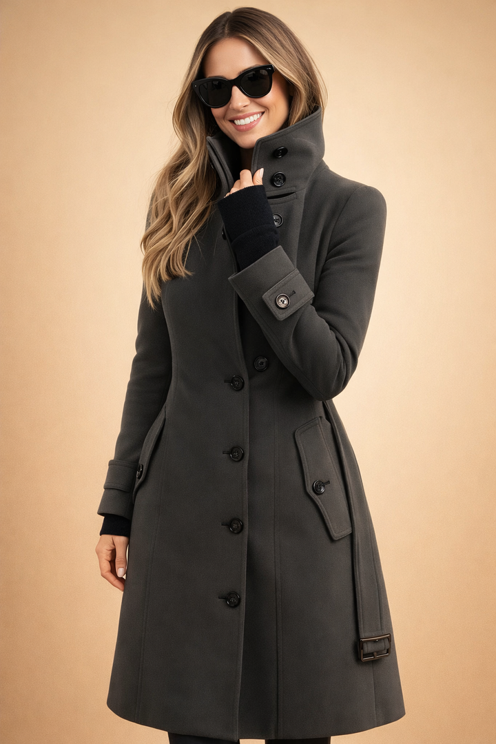 Vivienne | Women's Long Double-Breasted Stand Collar Maxi Coat