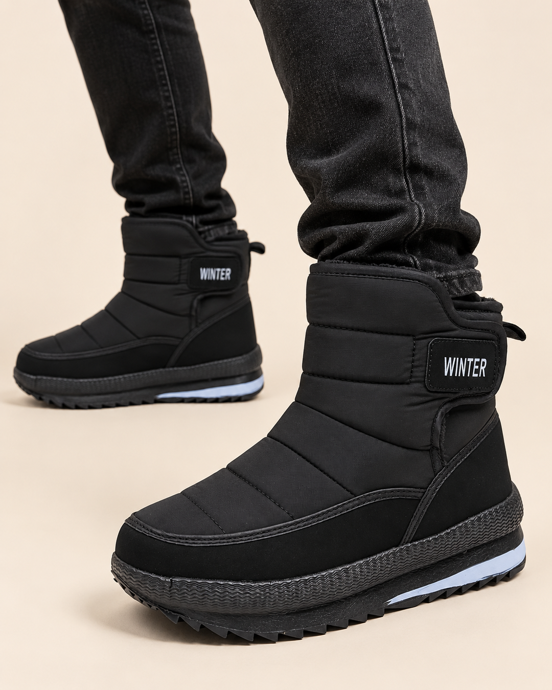 Callum | Men's Faux Fur Lined Snow Boots with Strap Closure
