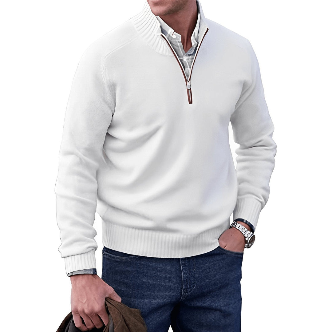 Lucian | Men's Quarter Zip Knit Pullover Sweater with Ribbed Collar