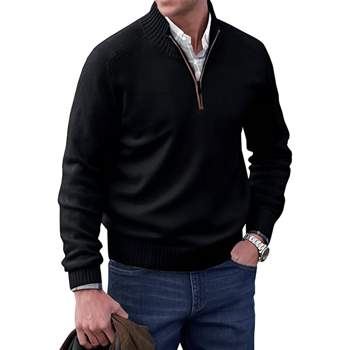 Lucian | Men's Quarter Zip Knit Pullover Sweater with Ribbed Collar