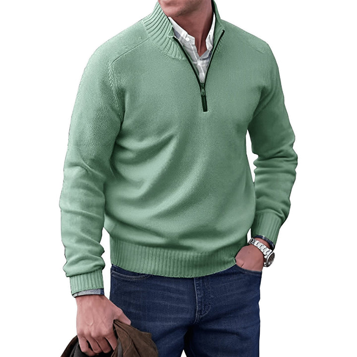 Lucian | Men's Quarter Zip Knit Pullover Sweater with Ribbed Collar