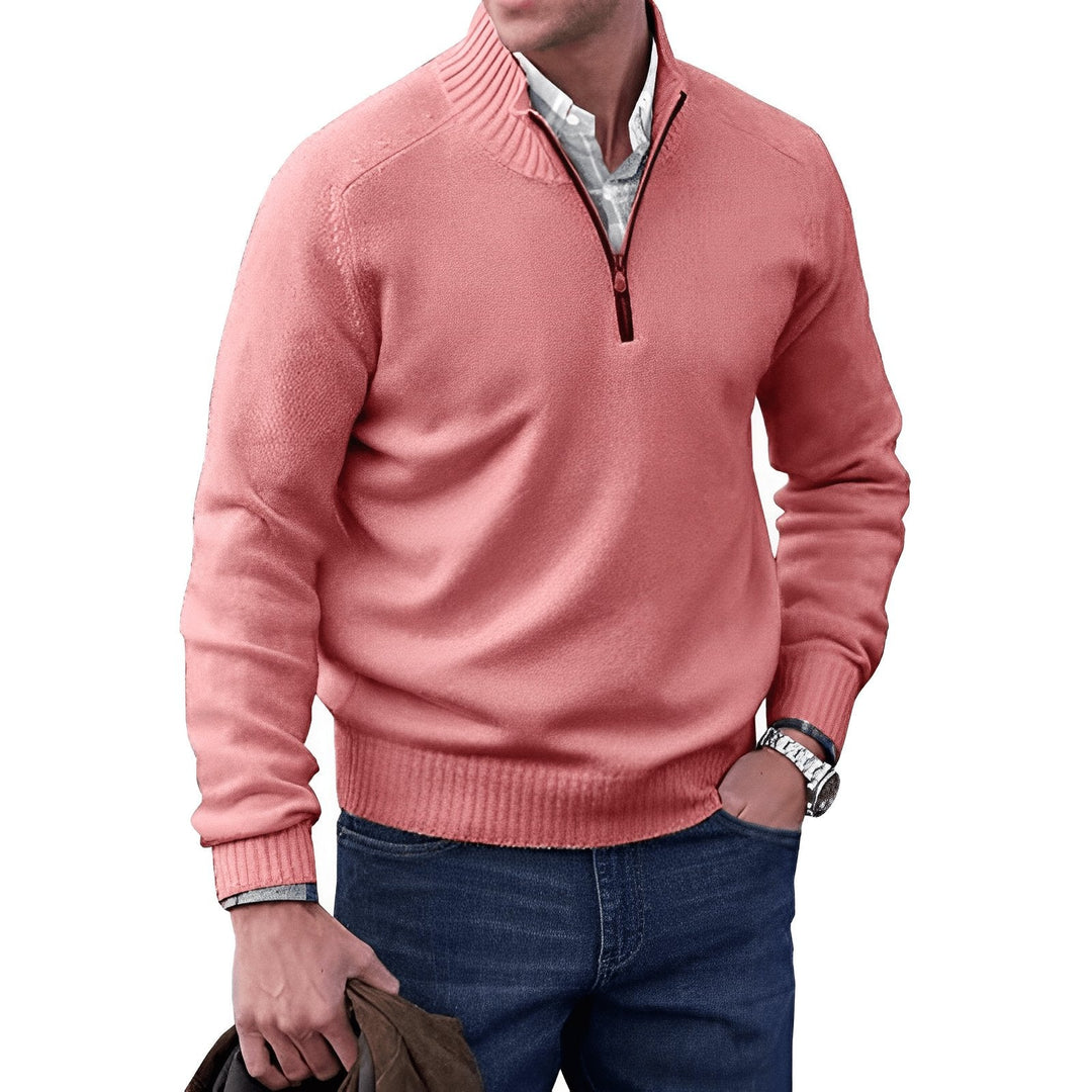 Lucian | Men's Quarter Zip Knit Pullover Sweater with Ribbed Collar