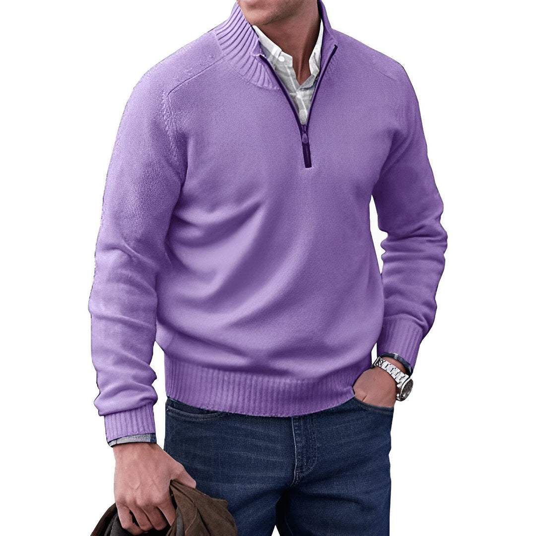 Lucian | Men's Quarter Zip Knit Pullover Sweater with Ribbed Collar