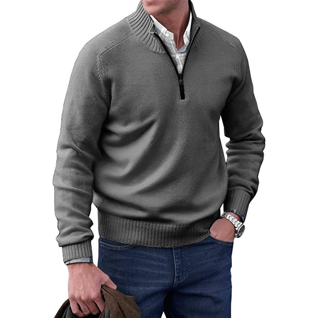Lucian | Men's Quarter Zip Knit Pullover Sweater with Ribbed Collar