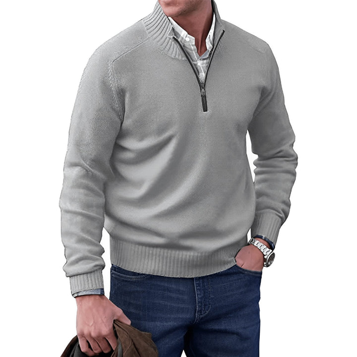 Lucian | Men's Quarter Zip Knit Pullover Sweater with Ribbed Collar