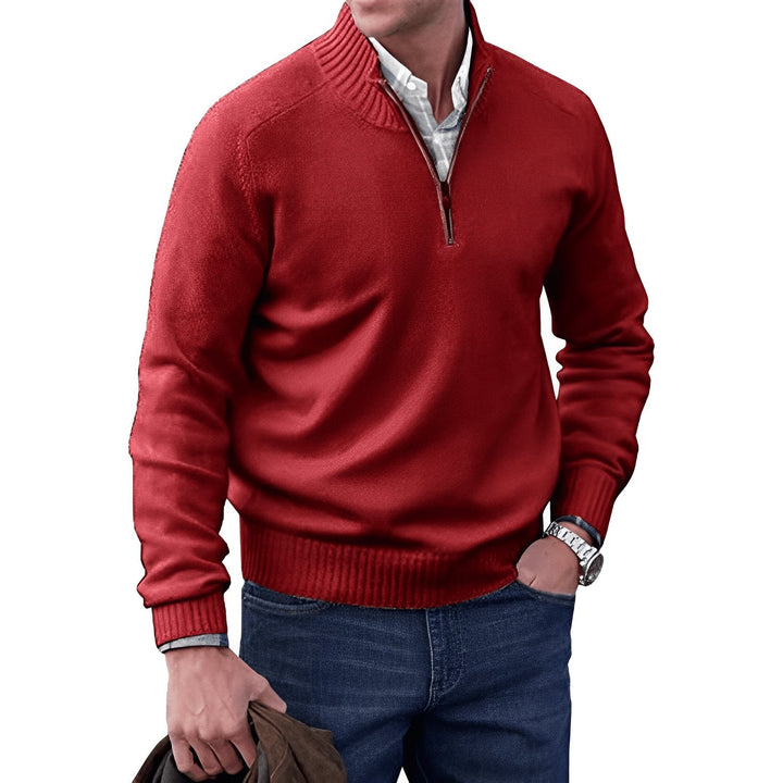 Lucian | Men's Quarter Zip Knit Pullover Sweater with Ribbed Collar