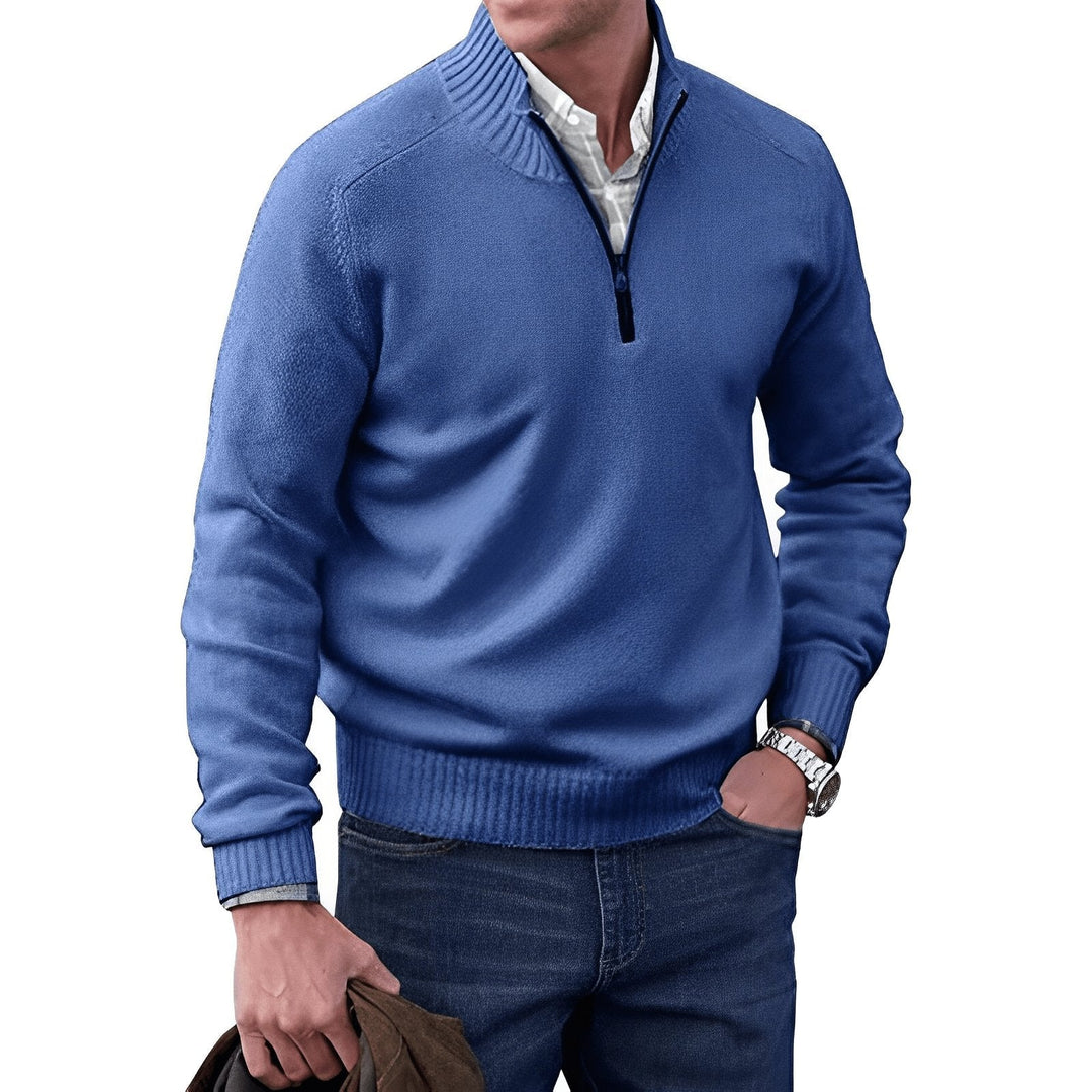 Lucian | Men's Quarter Zip Knit Pullover Sweater with Ribbed Collar