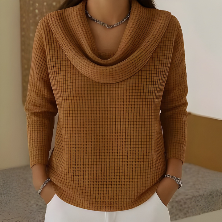 Wren | Women's Cowl Neck Waffle Knit Sweater
