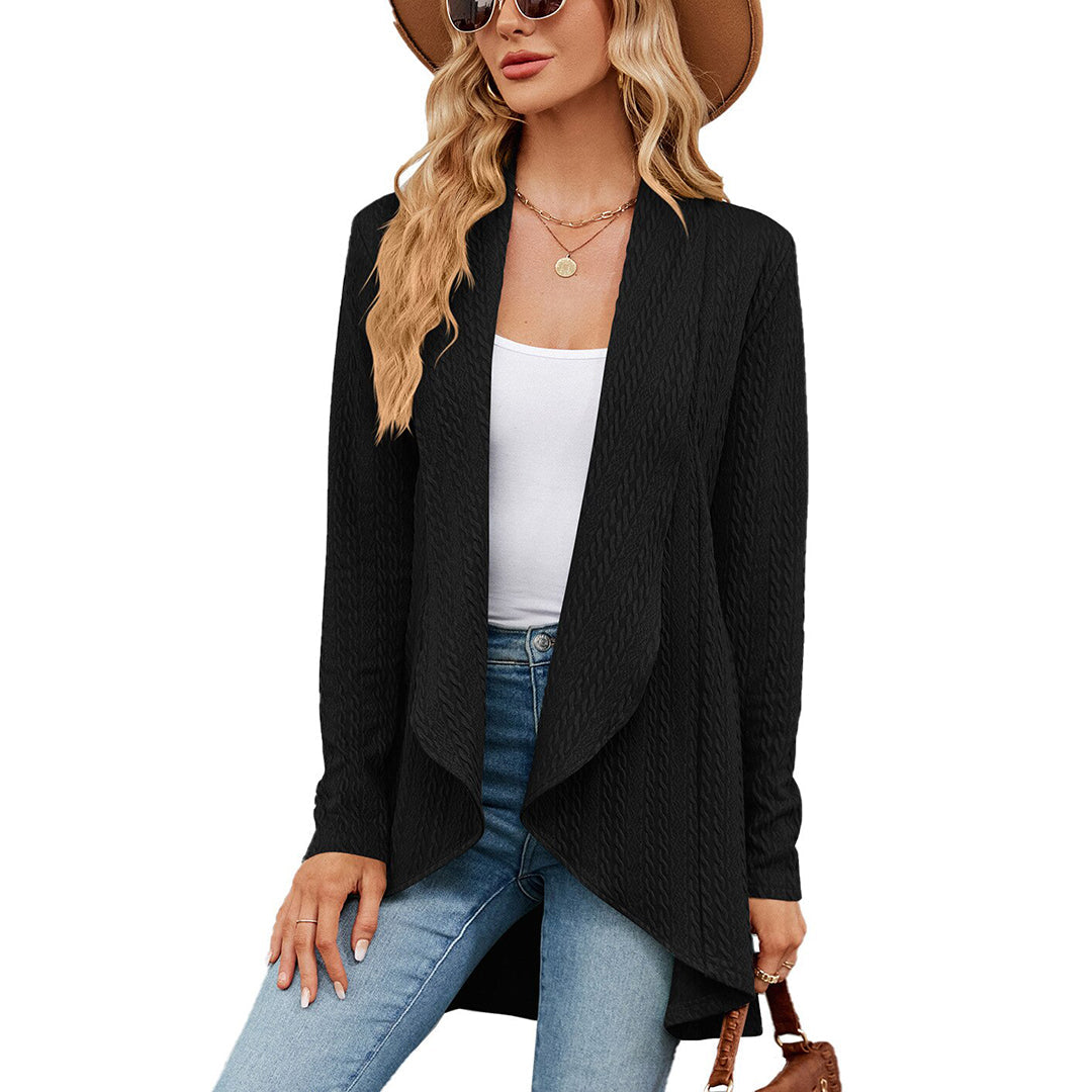 Marisela | Women's Open Front Cable Textured Longline Cardigan