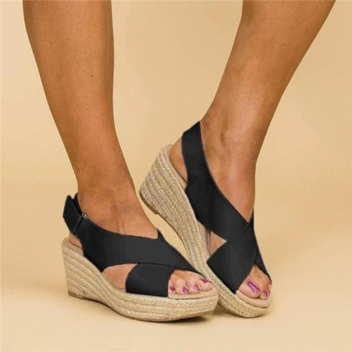 Cross Strap Slingback Espadrille Wedge Sandals Women