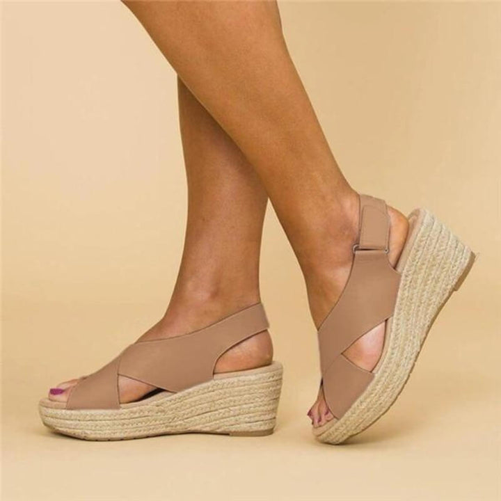 Cross Strap Slingback Espadrille Wedge Sandals Women