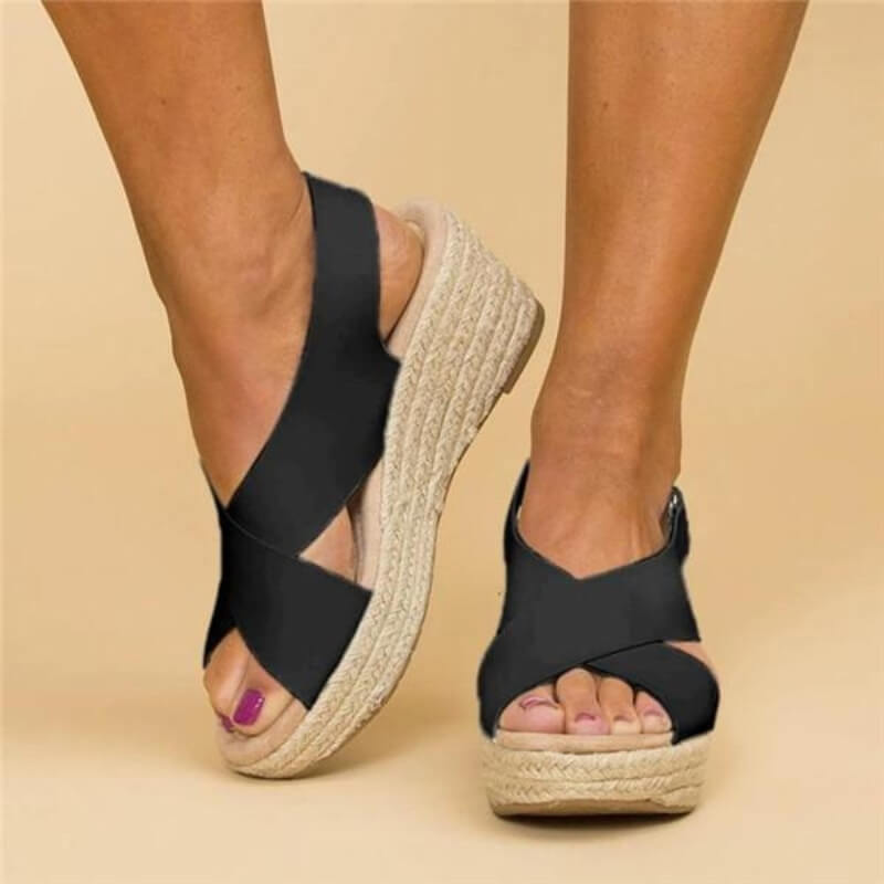 Cross Strap Slingback Espadrille Wedge Sandals Women