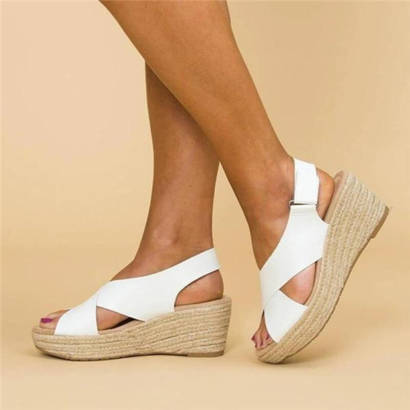 Cross Strap Slingback Espadrille Wedge Sandals Women