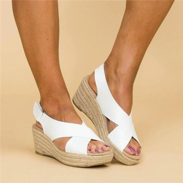 Cross Strap Slingback Espadrille Wedge Sandals Women