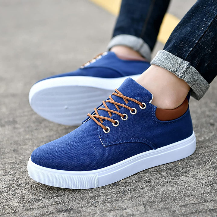 Canvas Lace Up Flatform Mens Sneakers - Contrast Detail